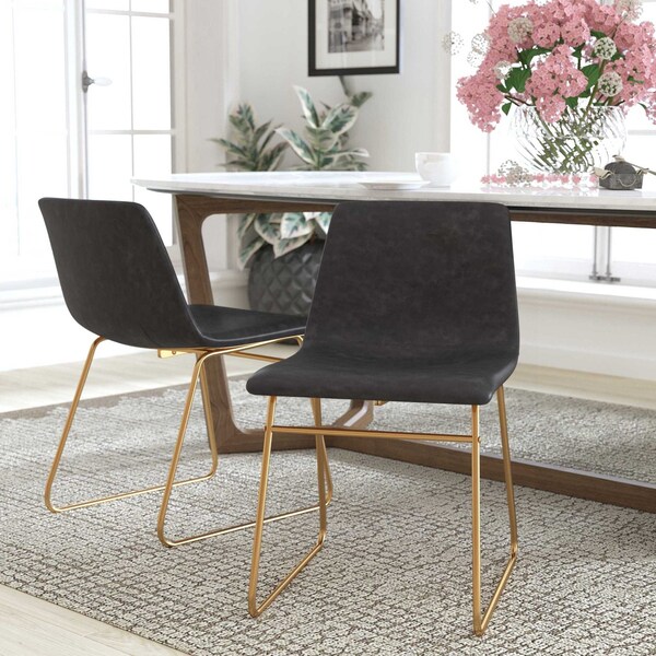 Flash Furniture 2 Pk 18 Inch Dark Gray LeatherSoft Dining Chairs ET-ER18345-18-GY-GG - main